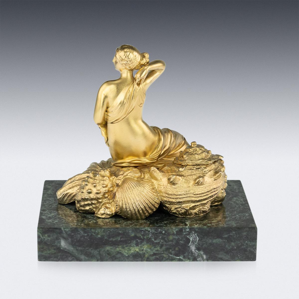 19th Century Georgian Silver-Gilt 'Birth Of Venus' Inkwell, John Bridge, c. 1824 In Good Condition In Royal Tunbridge Wells, Kent