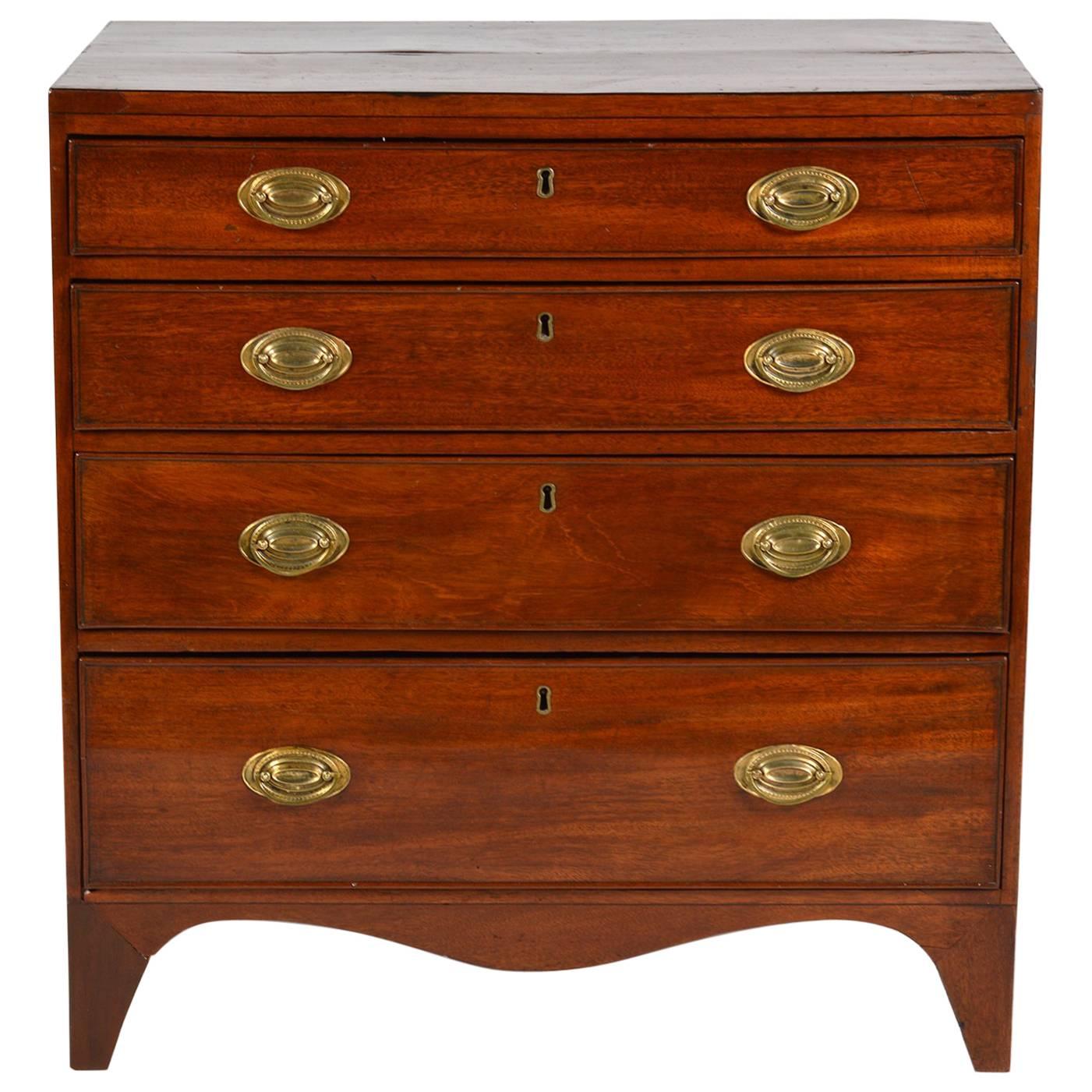 19th Century Georgian Small Size Caddy Top Mahogany Four-Drawer Chest