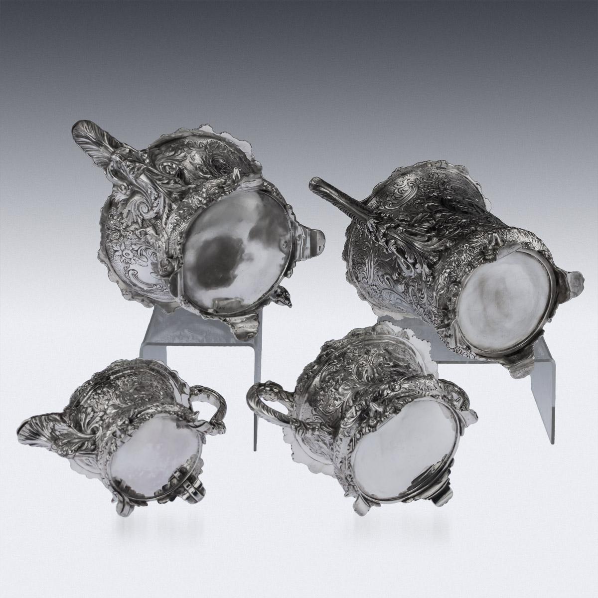 Sterling Silver 19th Century Georgian Solid Silver Four-Piece Tea and Coffee Set circa 1821-1893