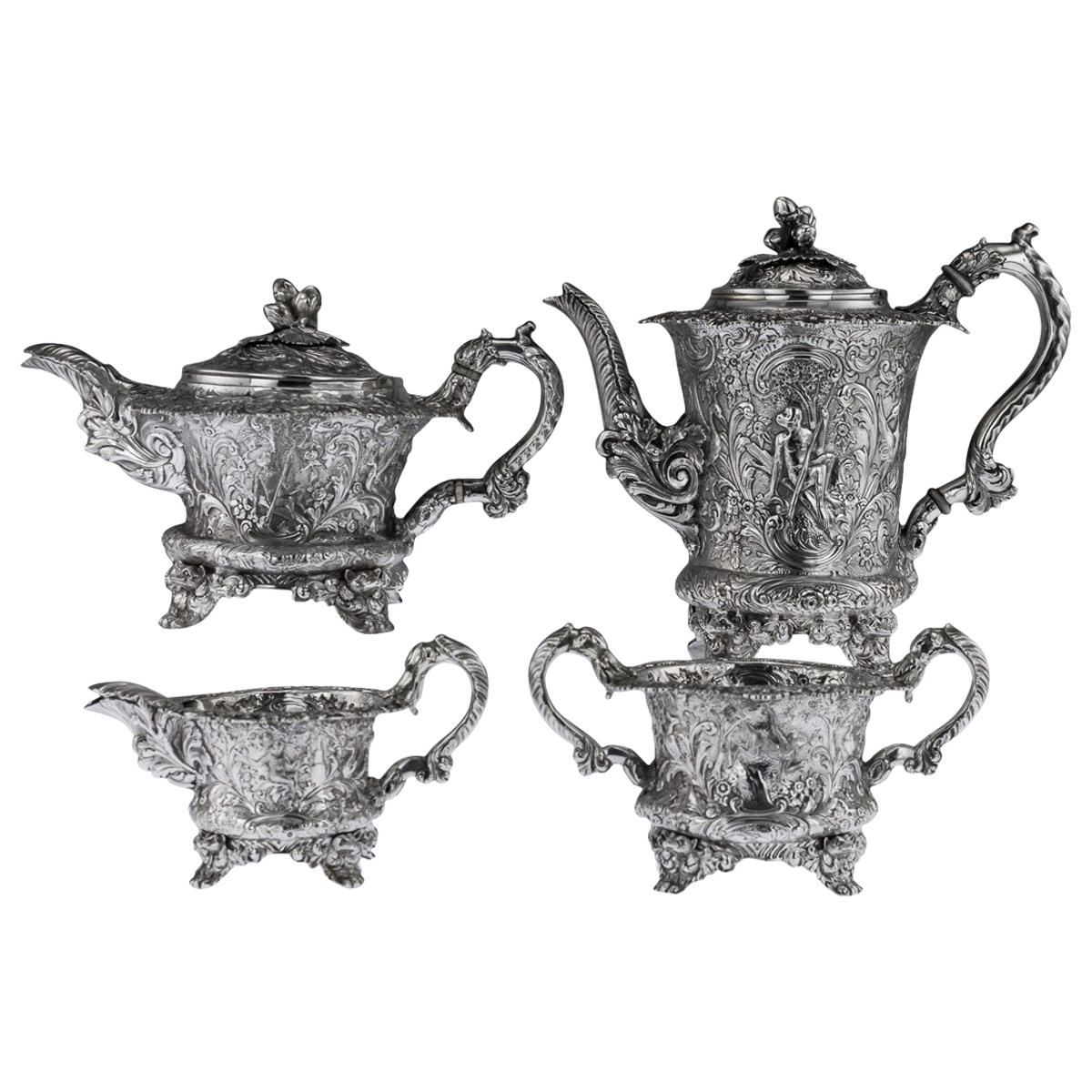 19th Century Georgian Solid Silver Four-Piece Tea and Coffee Set circa 1821-1893