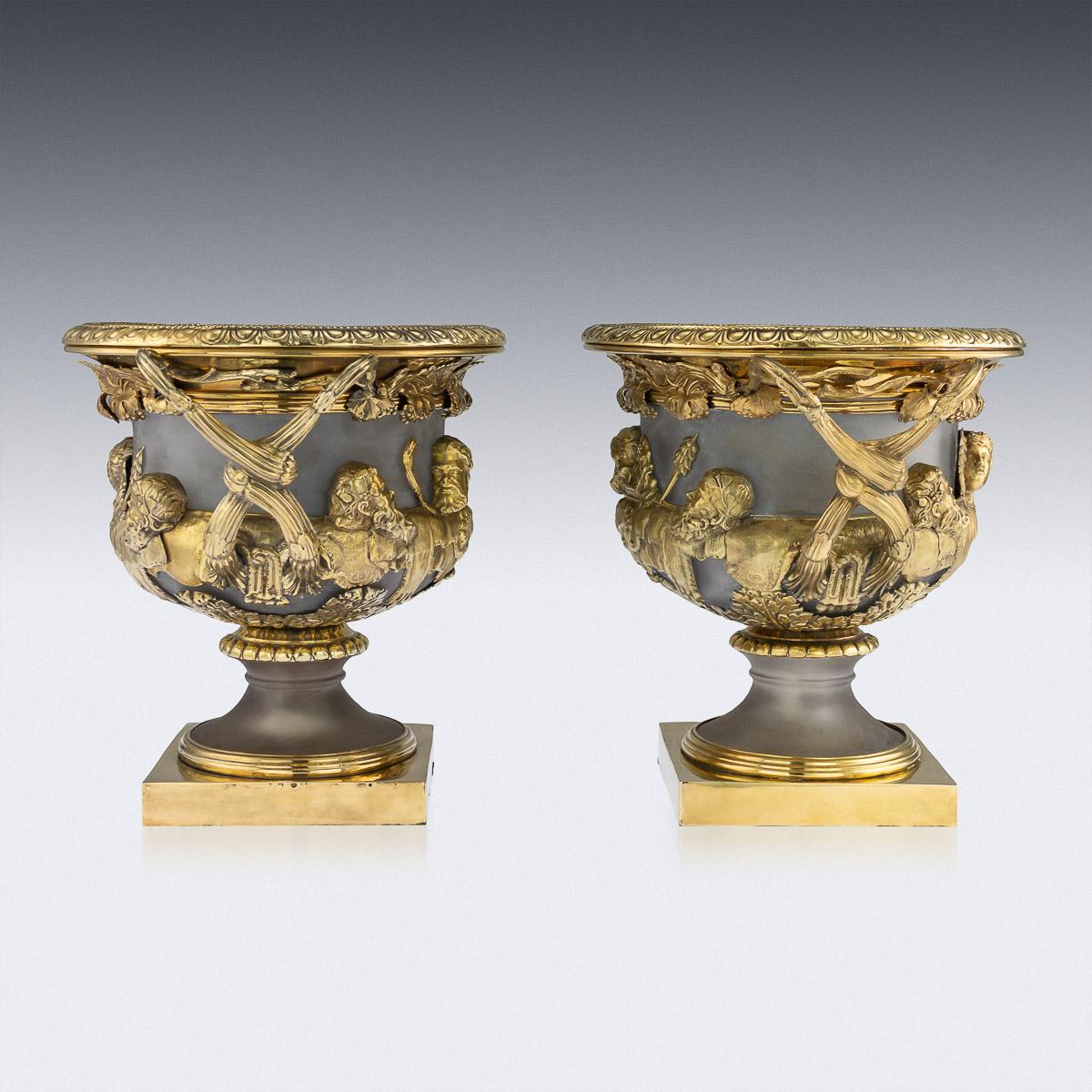 English 19th Century Georgian Solid Silver-Gilt Warwick Wine Coolers, London, circa 1820