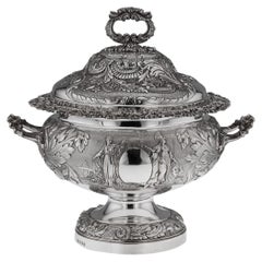 Magnífica Sopera Georgiana de Plata Maciza del Siglo XIX, Birmingham c.1827