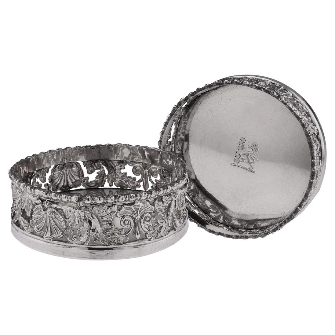 19th Century Georgian Solid Silver Pair Of Wine Coasters, Sheffield, c.1810