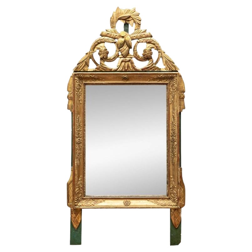 19th Century Georgian Style Gilt Mirror With Green Accents for Restoration For Sale