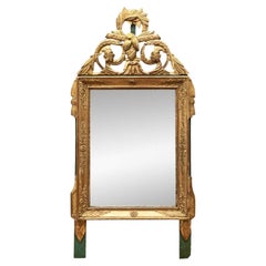 Miroir doré de style géorgien du 19ème siècle avec accents verts à restaurer