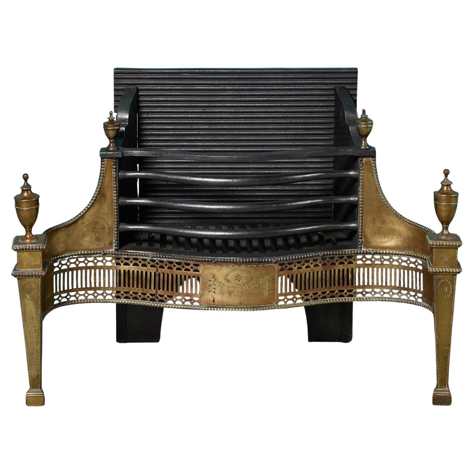 19th Century Georgian Style Iron 
Brass Fire Basket For Sale