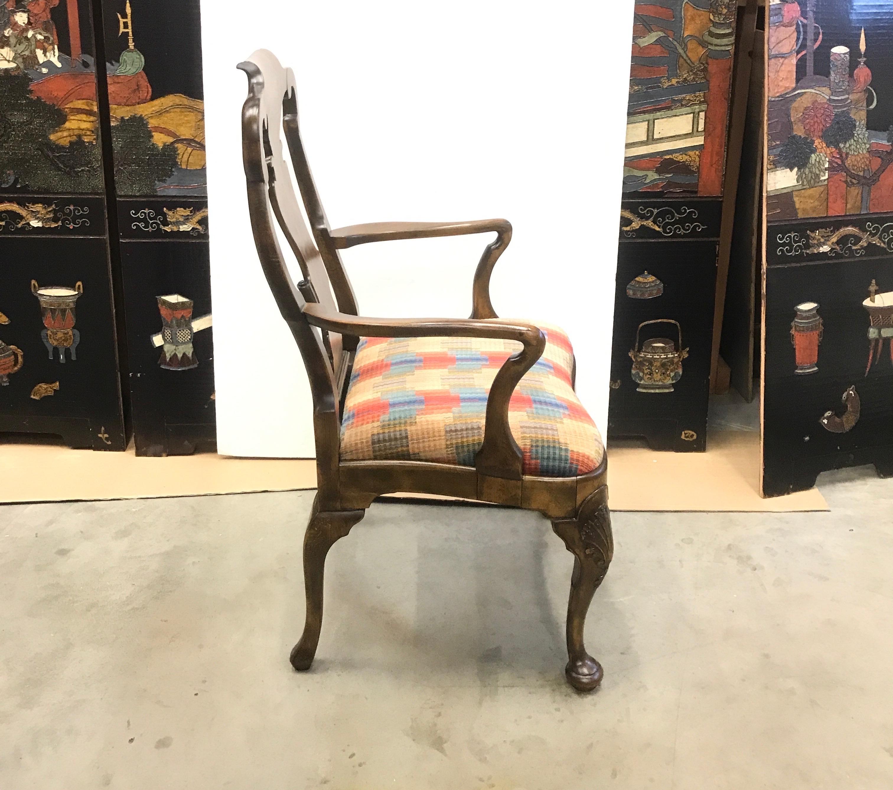 English 19th Century Georgian Style Oversized Library Arm Accent Chair For Sale