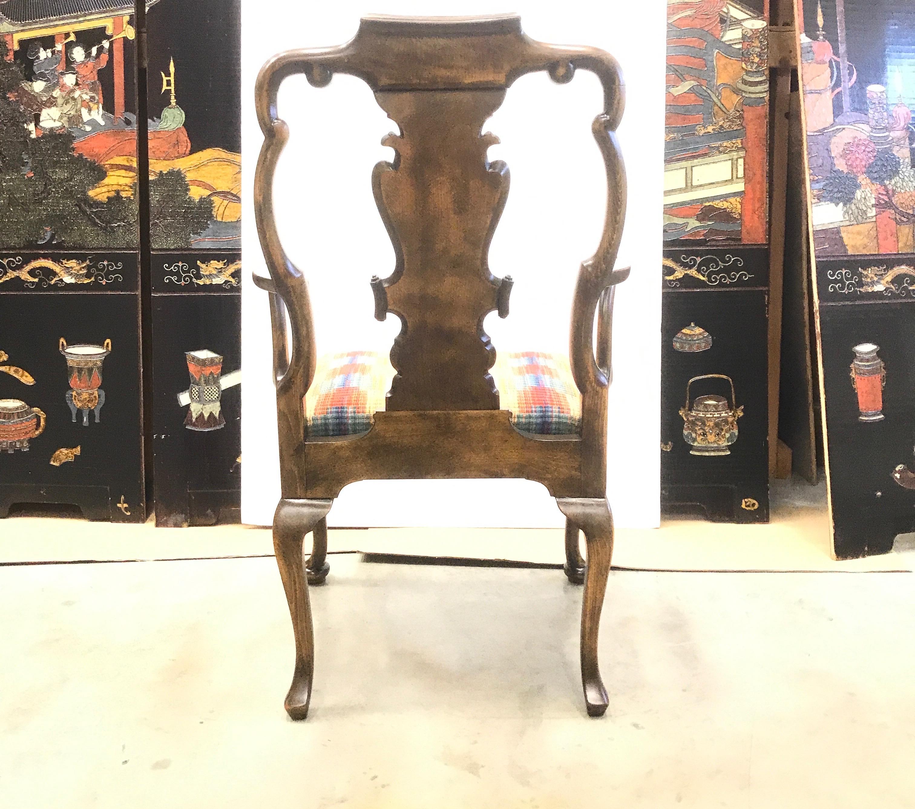 Hand-Carved 19th Century Georgian Style Oversized Library Arm Accent Chair For Sale