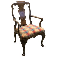 Antique 19th Century Georgian Style Oversized Library Arm Accent Chair