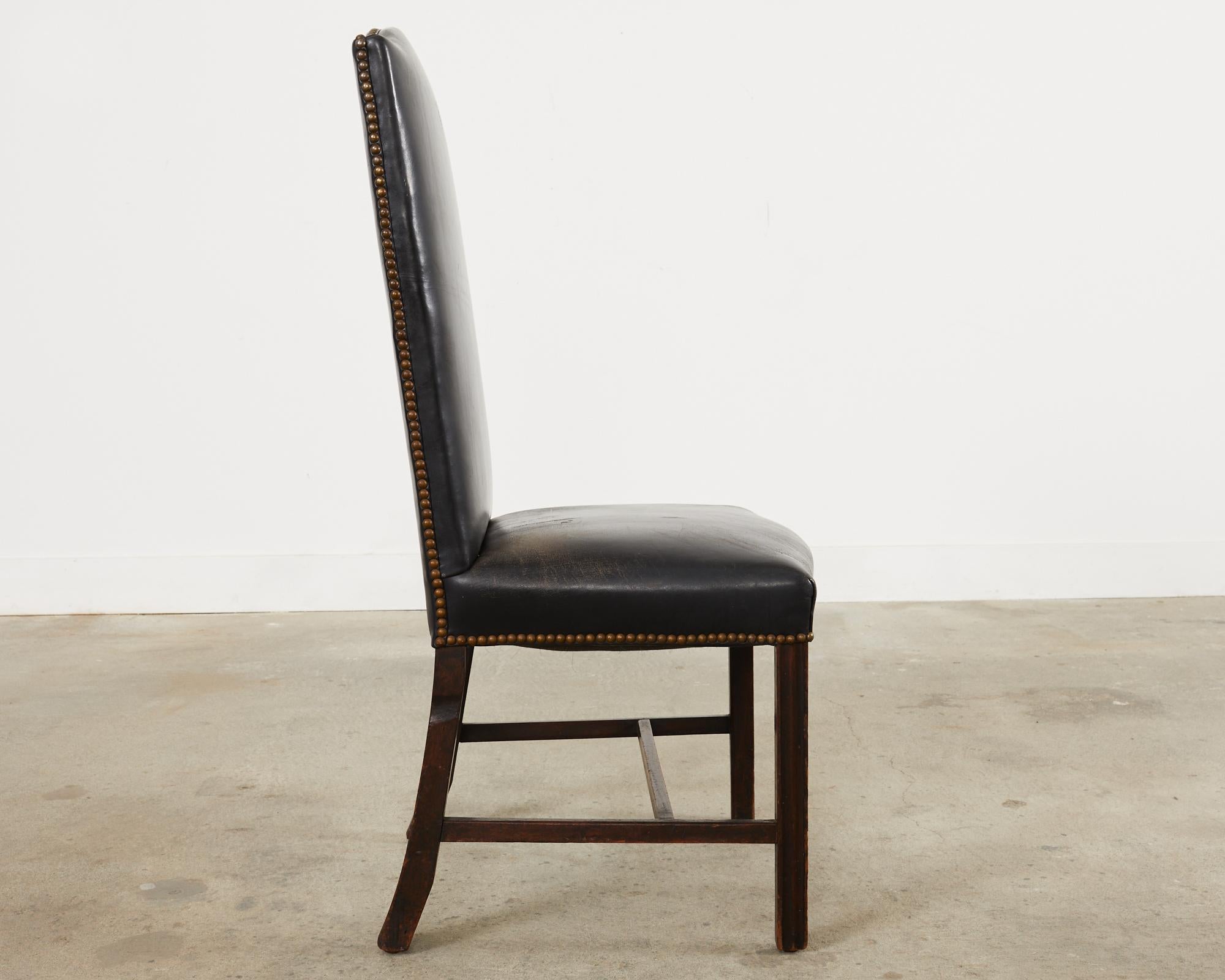 Hall Chair aus Mahagoni-Leder im georgianischen Stil des 19. Jahrhunderts im Angebot 4