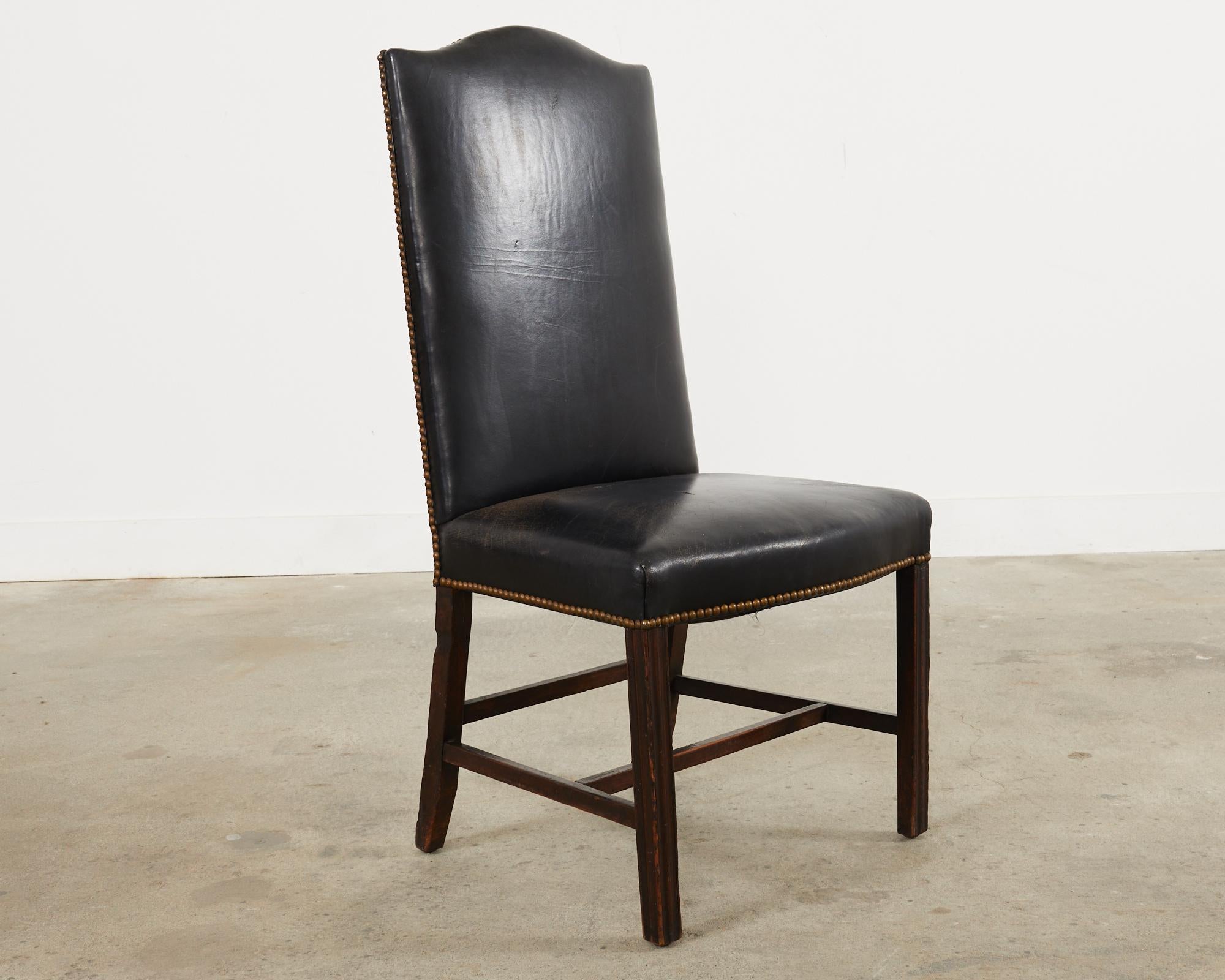 Hall Chair aus Mahagoni-Leder im georgianischen Stil des 19. Jahrhunderts (Englisch) im Angebot