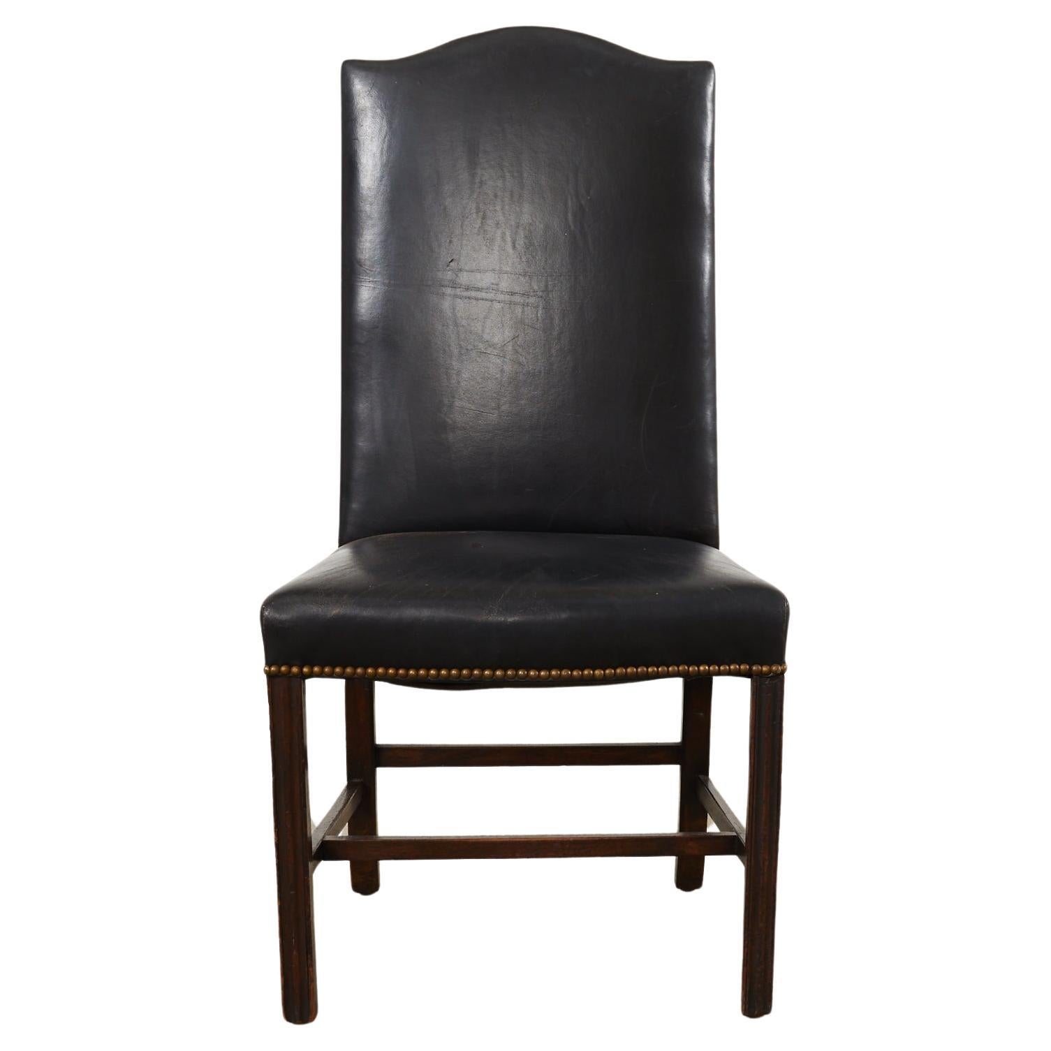 19th Century Georgian Style Mahogany Leather Hall Chair For Sale