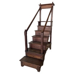 19th Century Georgian Style Oak Library Steps