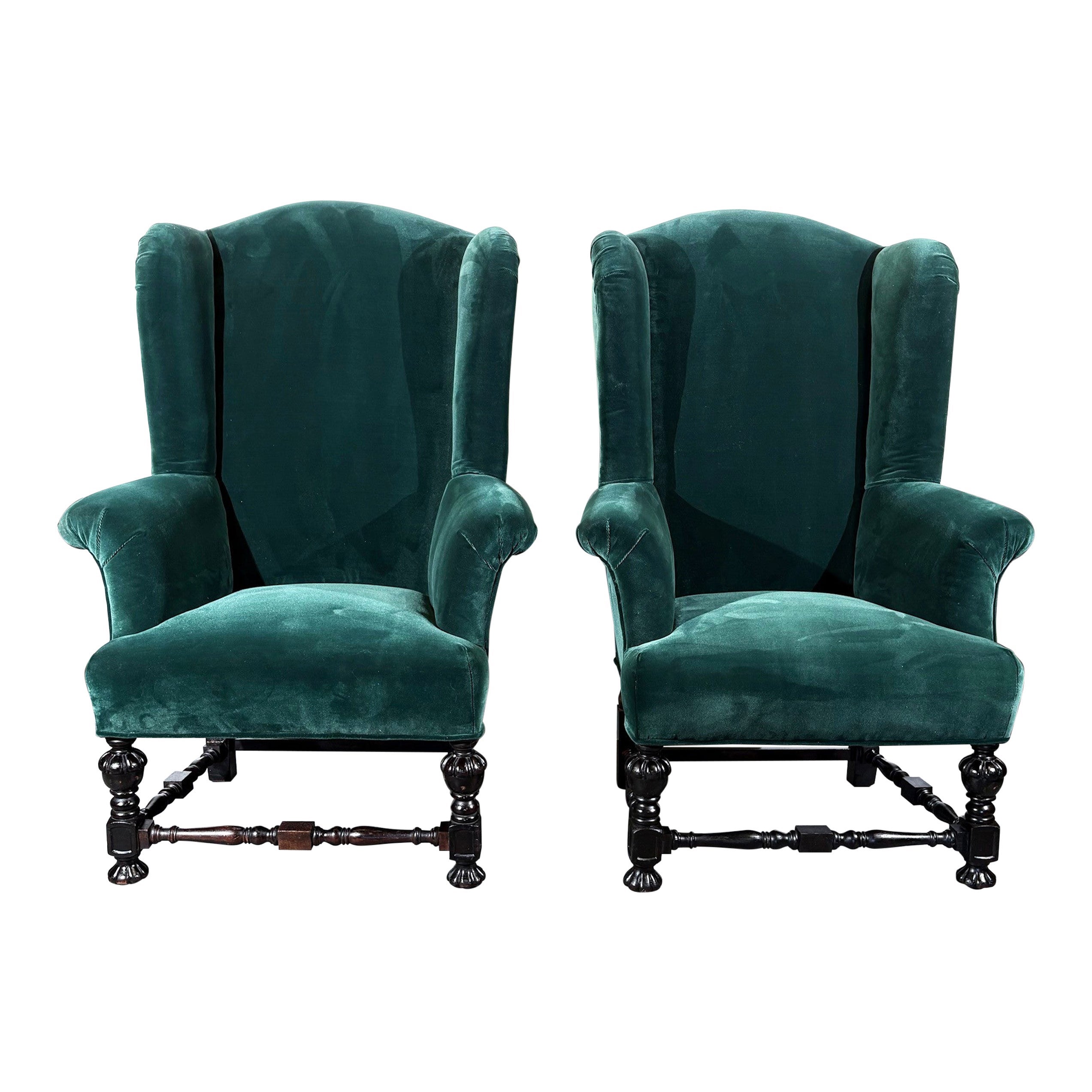 19th Century Georgian Style Wingback Chairs For Sale
