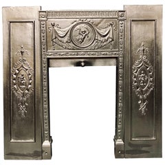 19th Century Georgian Triptych Cast Iron Fireplace Insert