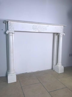 19th Century Georgian White Statuary Marble Fireplace Surroundiece