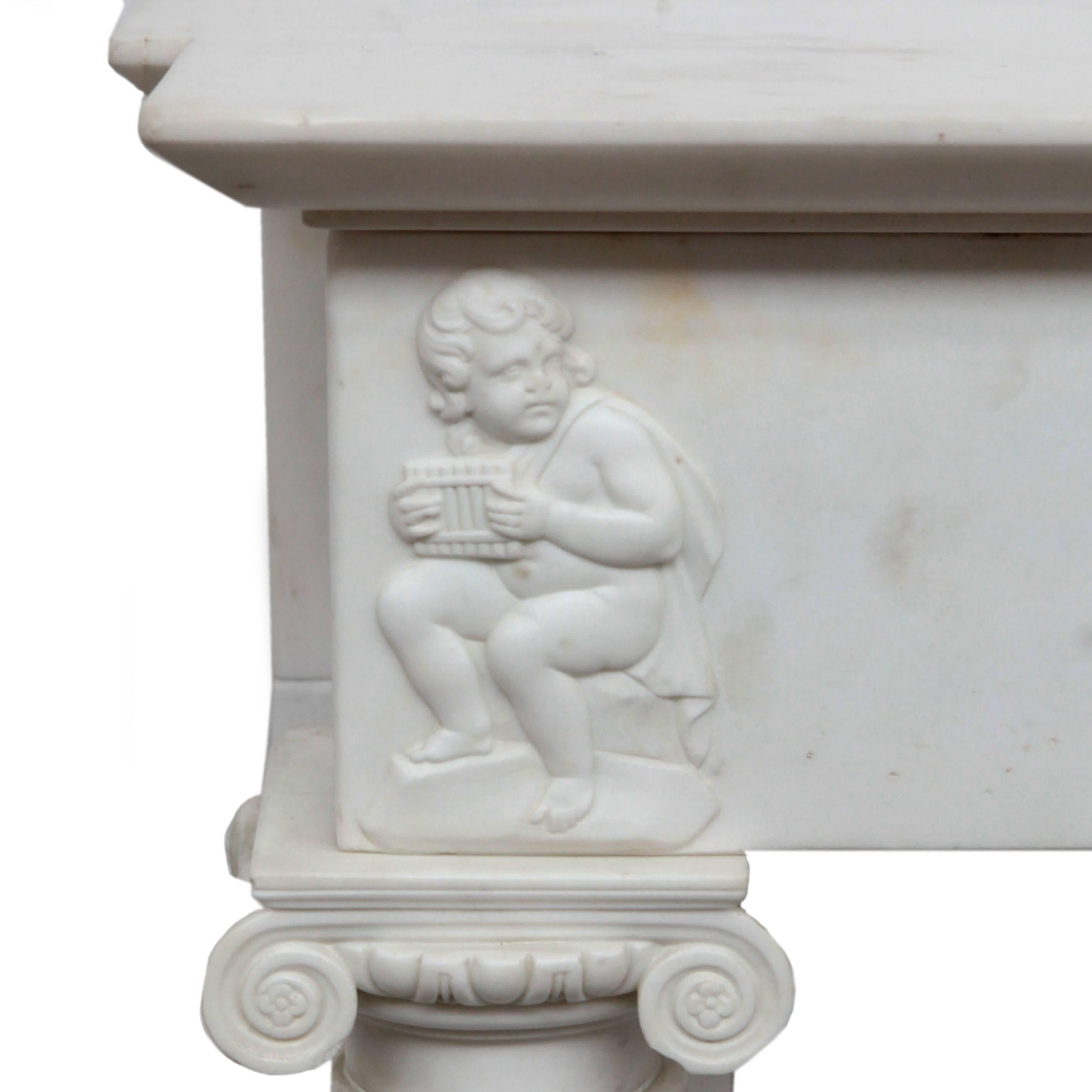 19th Century Georgian White Statuary Marble Fireplace Surroundiece 1