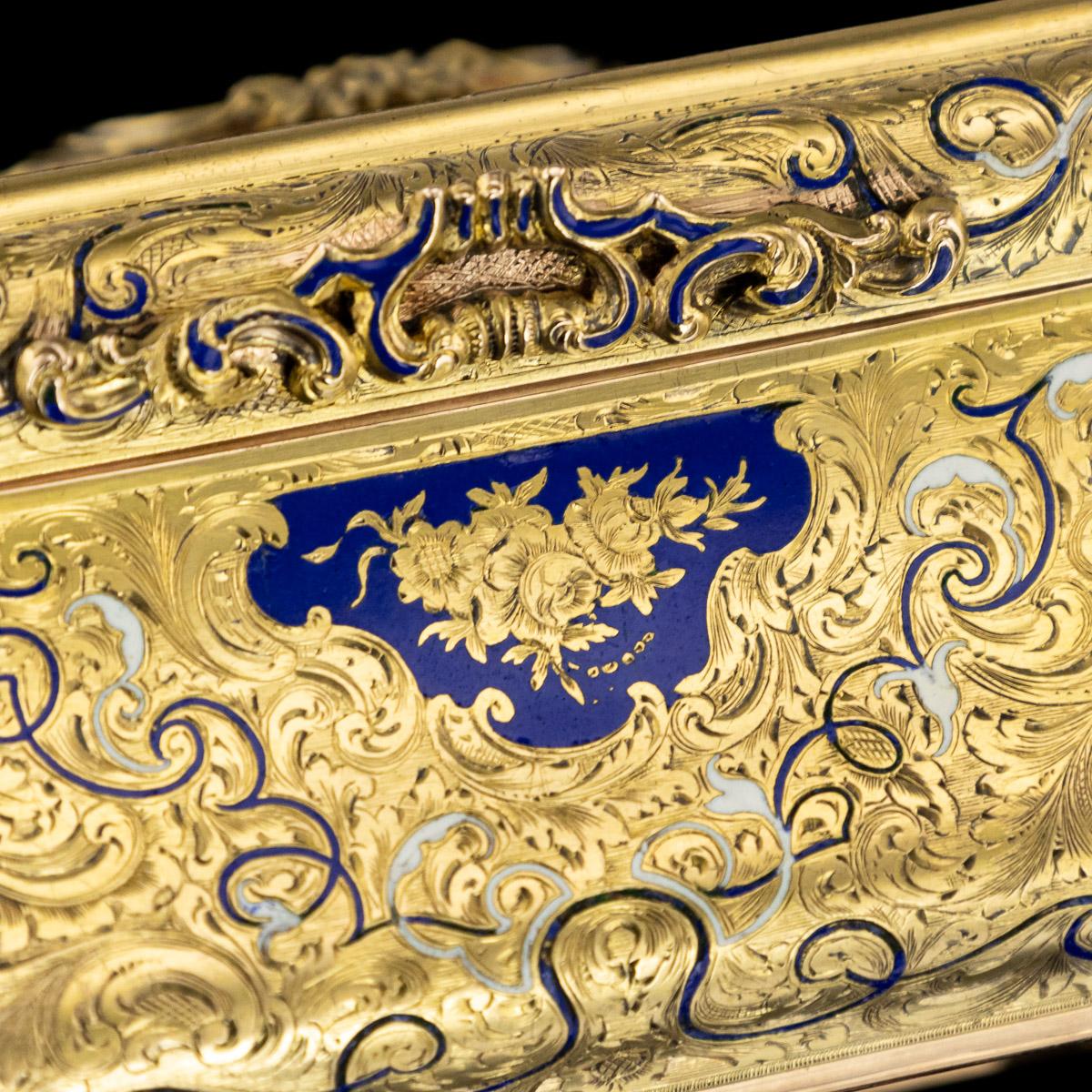 19th Century German 14-Karat Solid Gold and Enamel Snuff Box, Weishaupt & Sohne 12