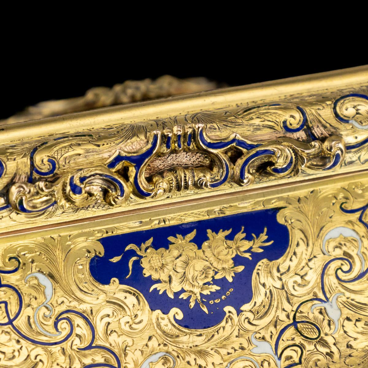 19th Century German 14-Karat Solid Gold and Enamel Snuff Box, Weishaupt & Sohne 13