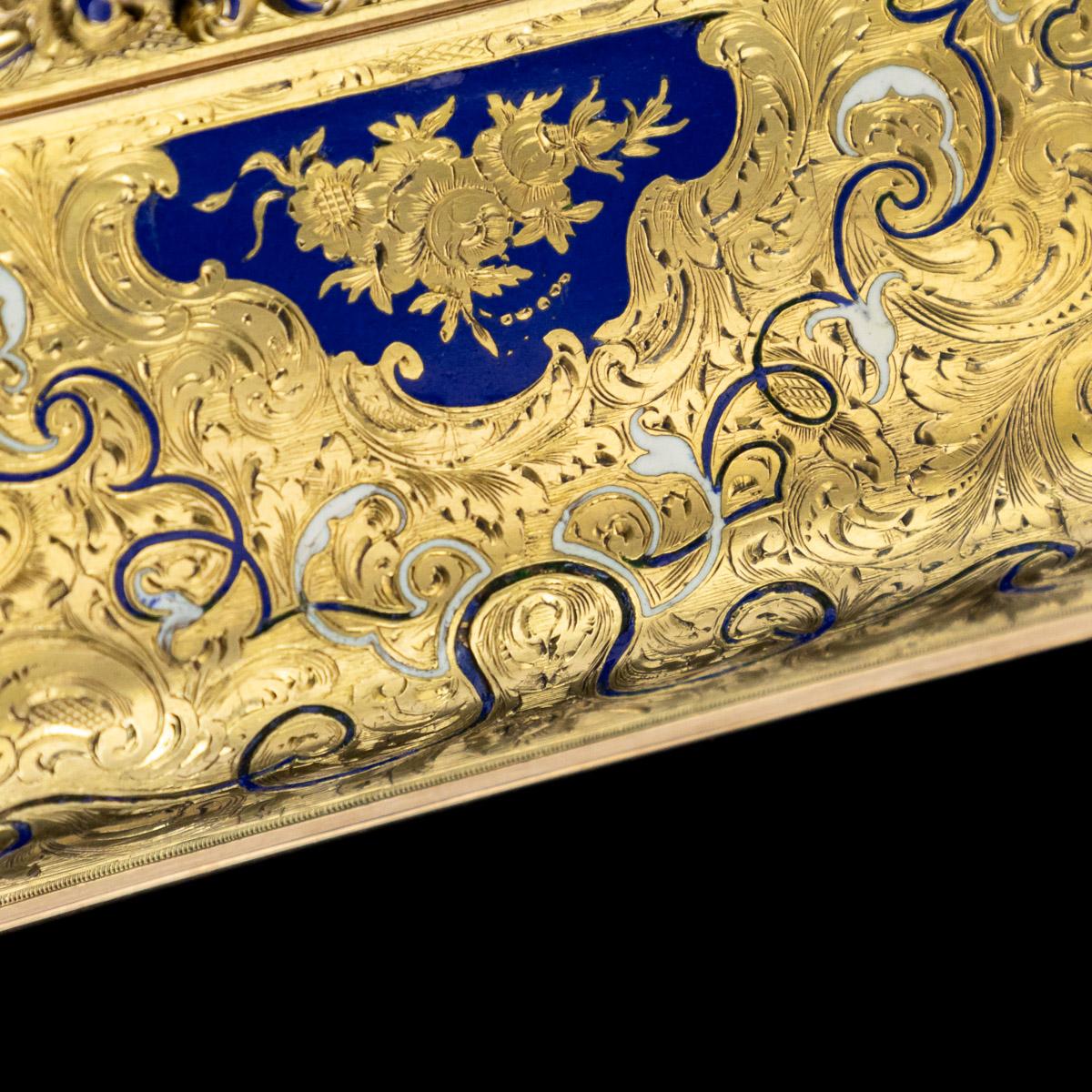 19th Century German 14-Karat Solid Gold and Enamel Snuff Box, Weishaupt & Sohne 14