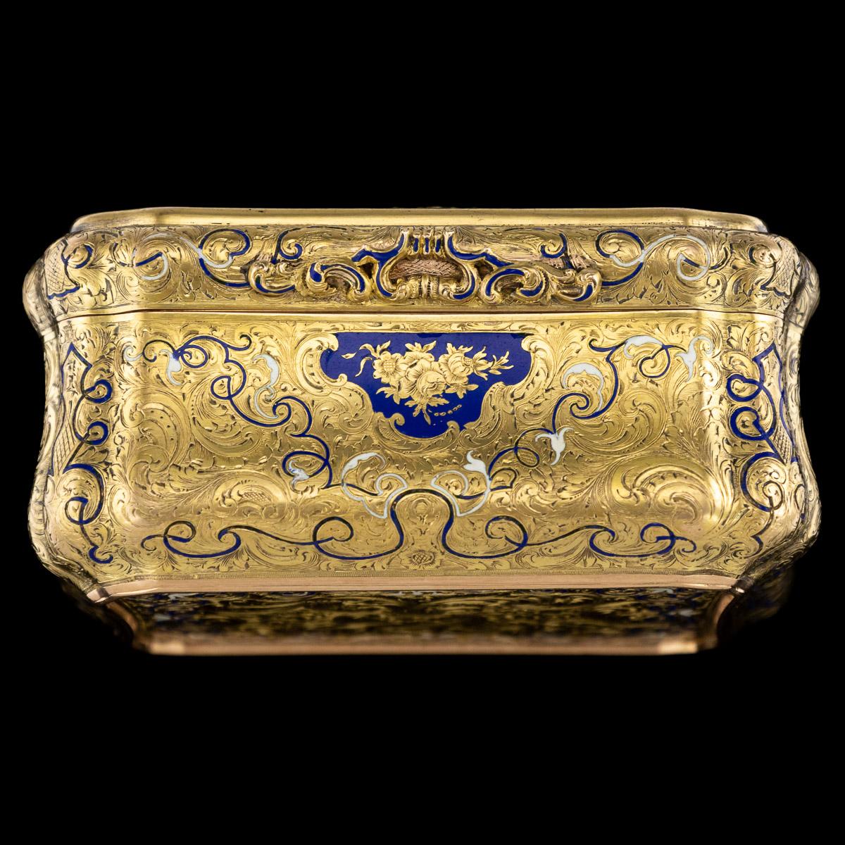 19th Century German 14-Karat Solid Gold and Enamel Snuff Box, Weishaupt & Sohne 1
