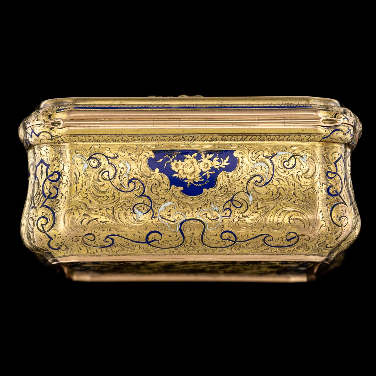 19th Century German 14-Karat Solid Gold and Enamel Snuff Box, Weishaupt & Sohne 3