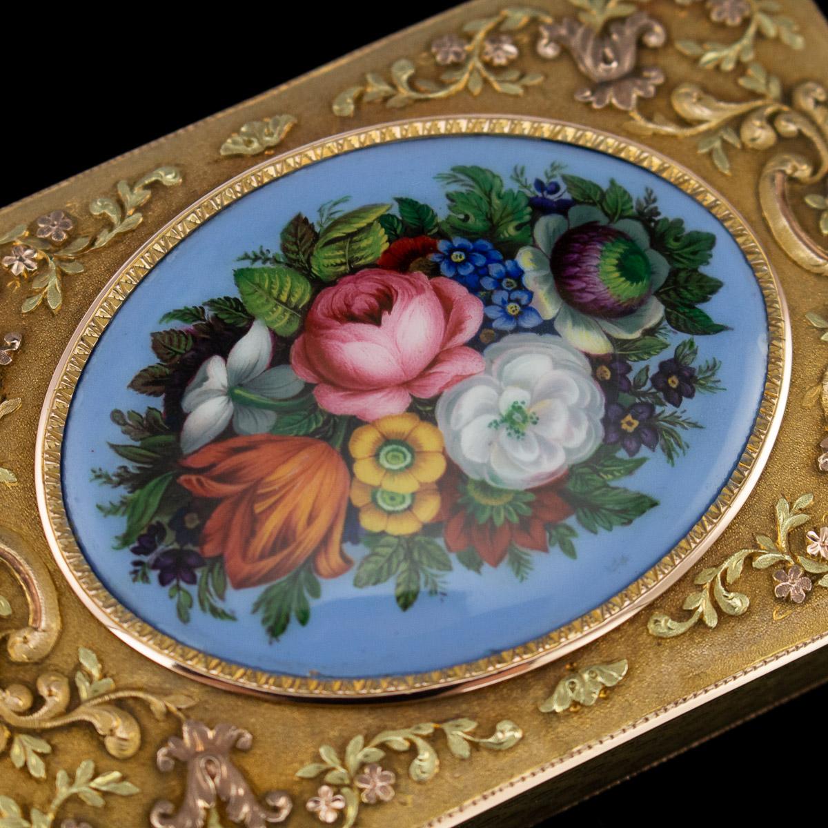 19th Century German 18-Karat Three-Color Gold and Enamel Snuff Box, circa 1860 3