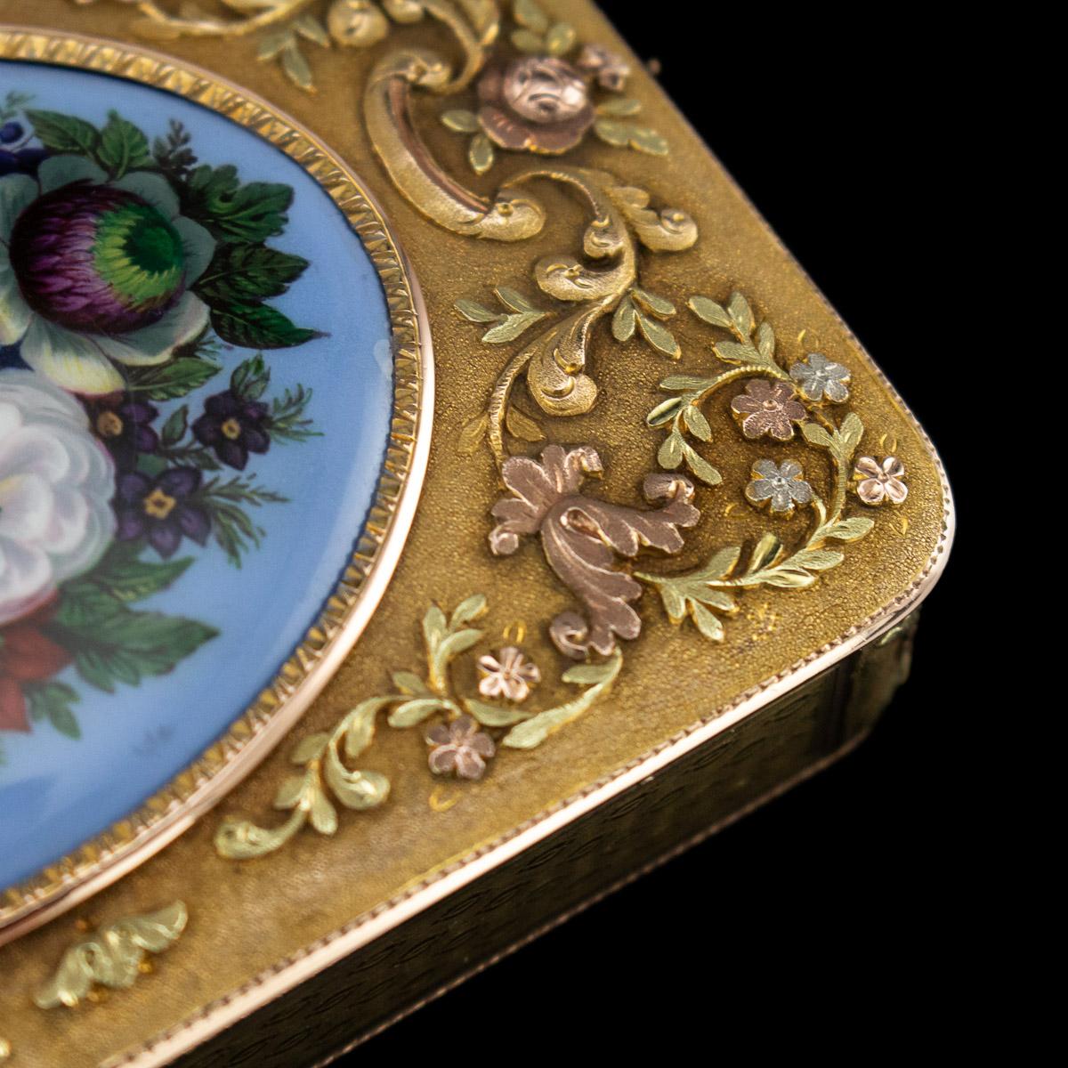 19th Century German 18-Karat Three-Color Gold and Enamel Snuff Box, circa 1860 5