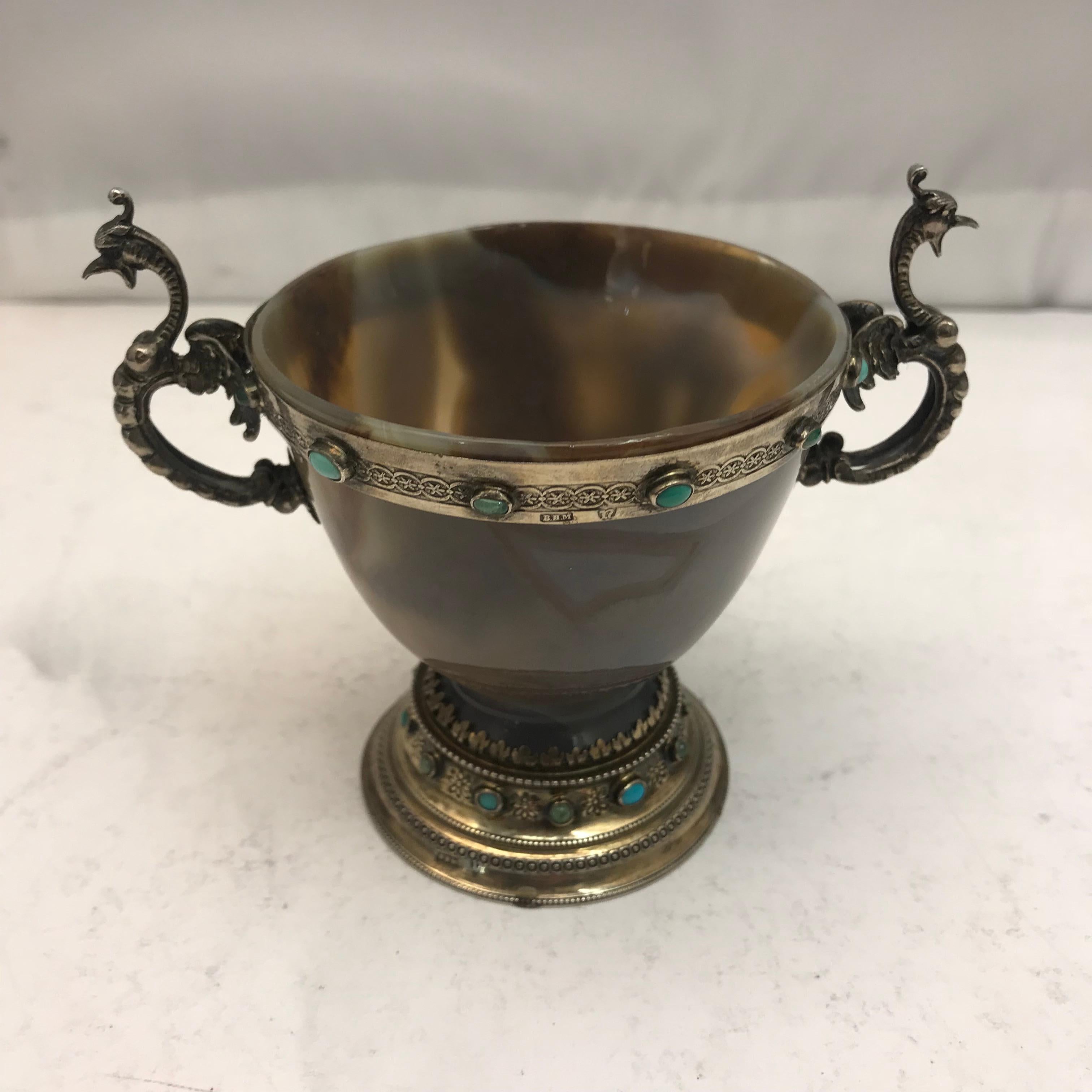 19th Century German Agate and Silver Cup In Good Condition For Sale In London, London