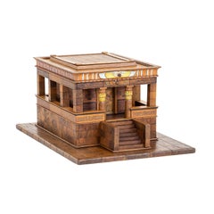 19th Century German Antique Mahogany, Walnut Model of an Egyptian Temple