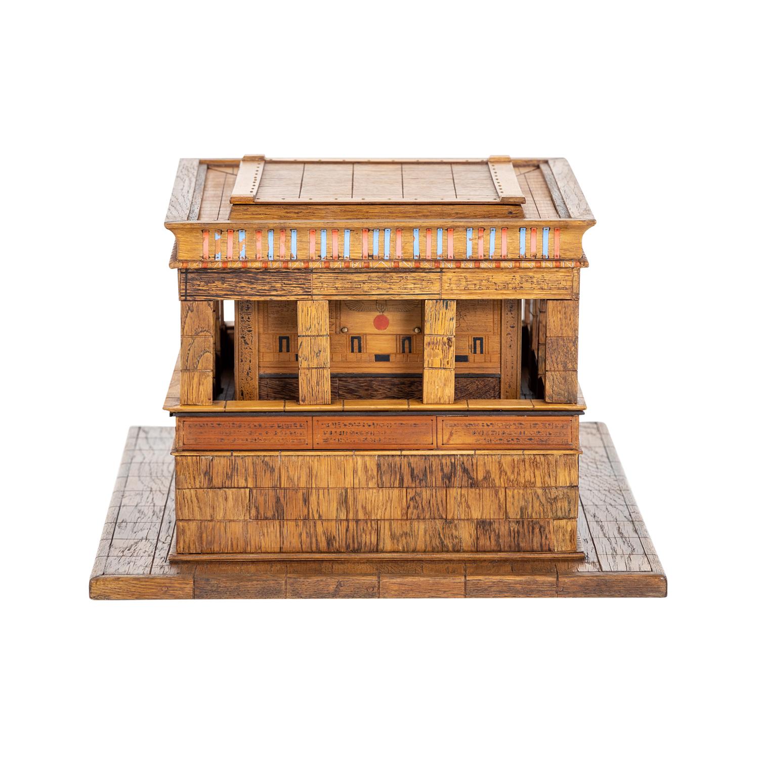 Hand-Carved 19th Century German Antique Mahogany, Walnut Model of an Egyptian Temple For Sale