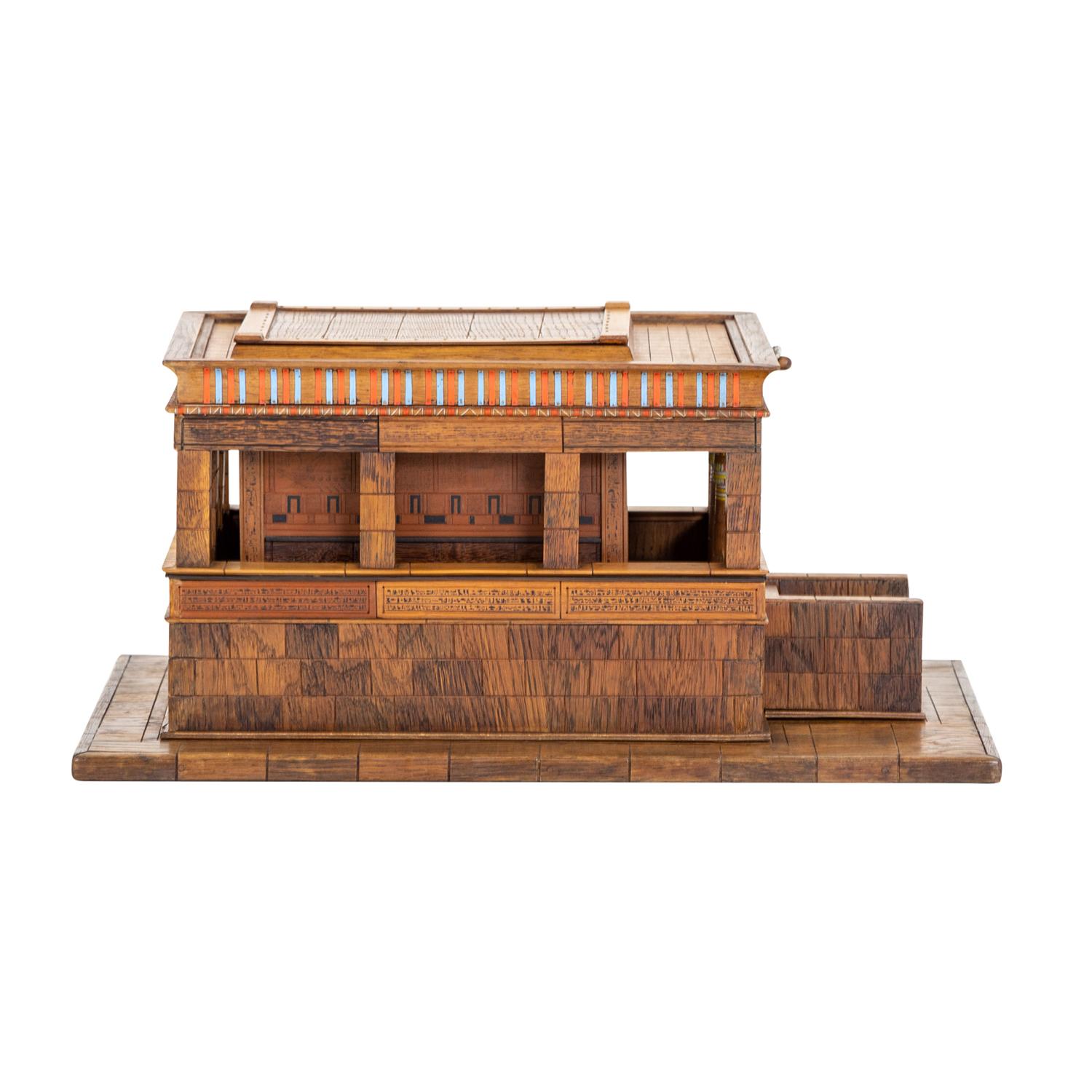 19th Century German Antique Mahogany, Walnut Model of an Egyptian Temple In Good Condition For Sale In West Palm Beach, FL