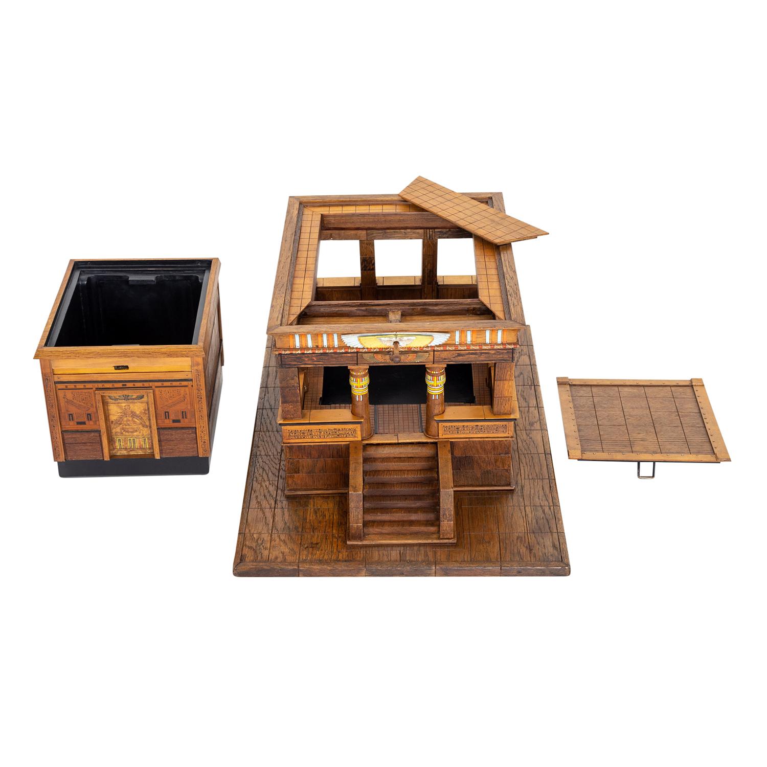 19th Century German Antique Mahogany, Walnut Model of an Egyptian Temple For Sale 1