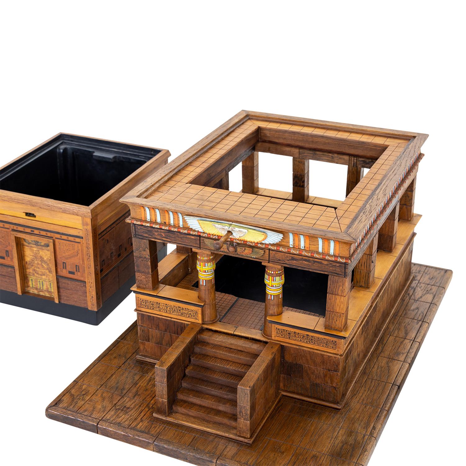 19th Century German Antique Mahogany, Walnut Model of an Egyptian Temple For Sale 2