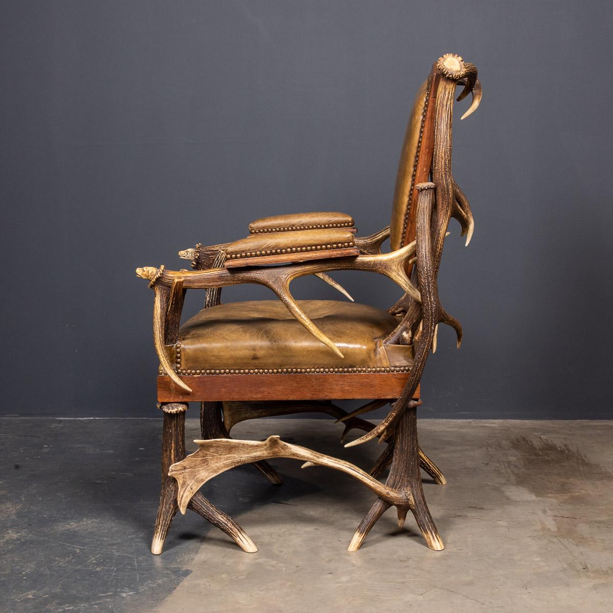 19th Century German Antler Horn Hall Chair, Black Forest, c.1880 1