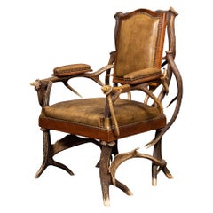 Antique 19th Century German Antler Horn Hall Chair, Black Forest, c.1880