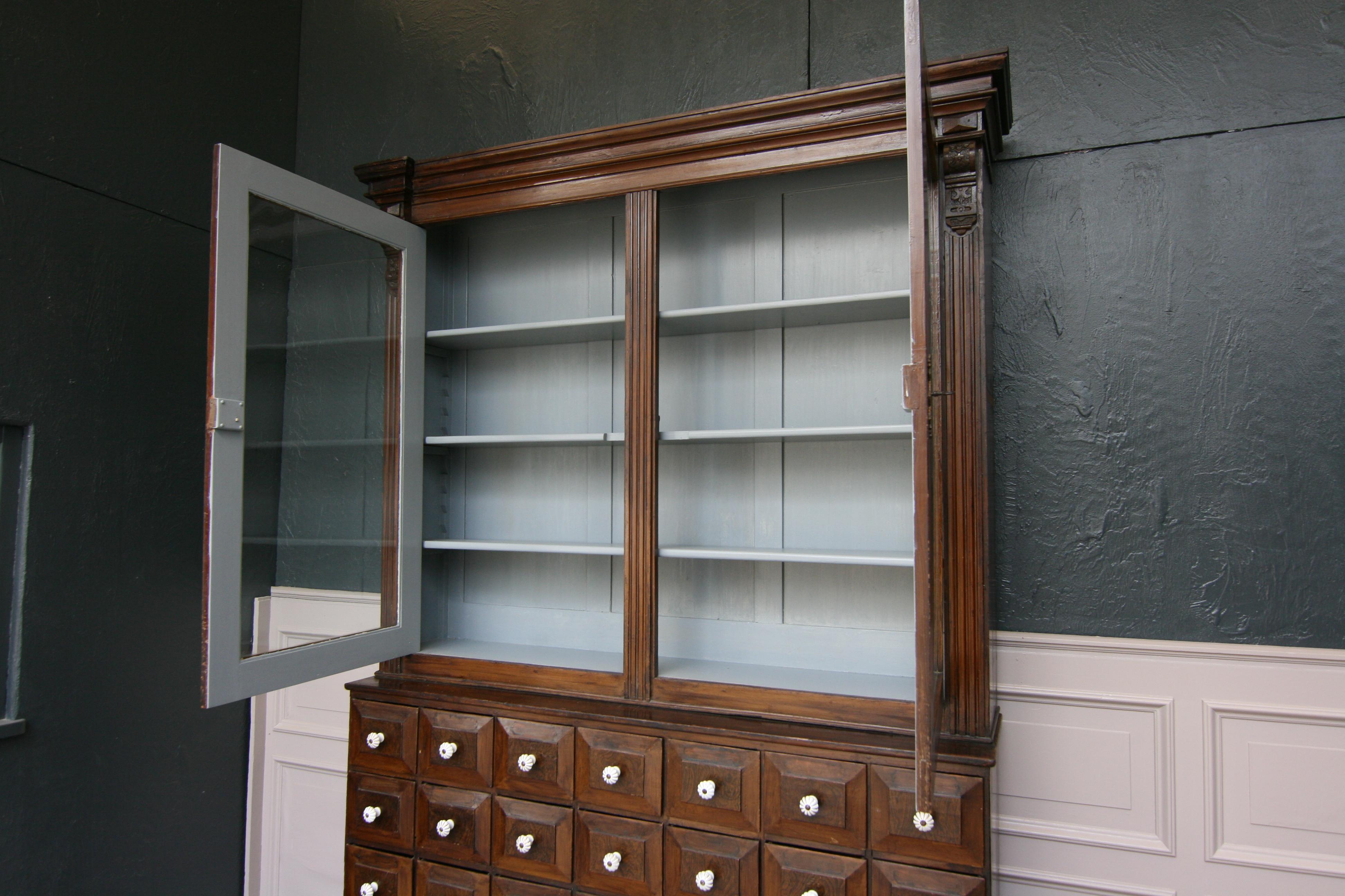 19th Century German Apothecary Cabinet in Original Paint 1