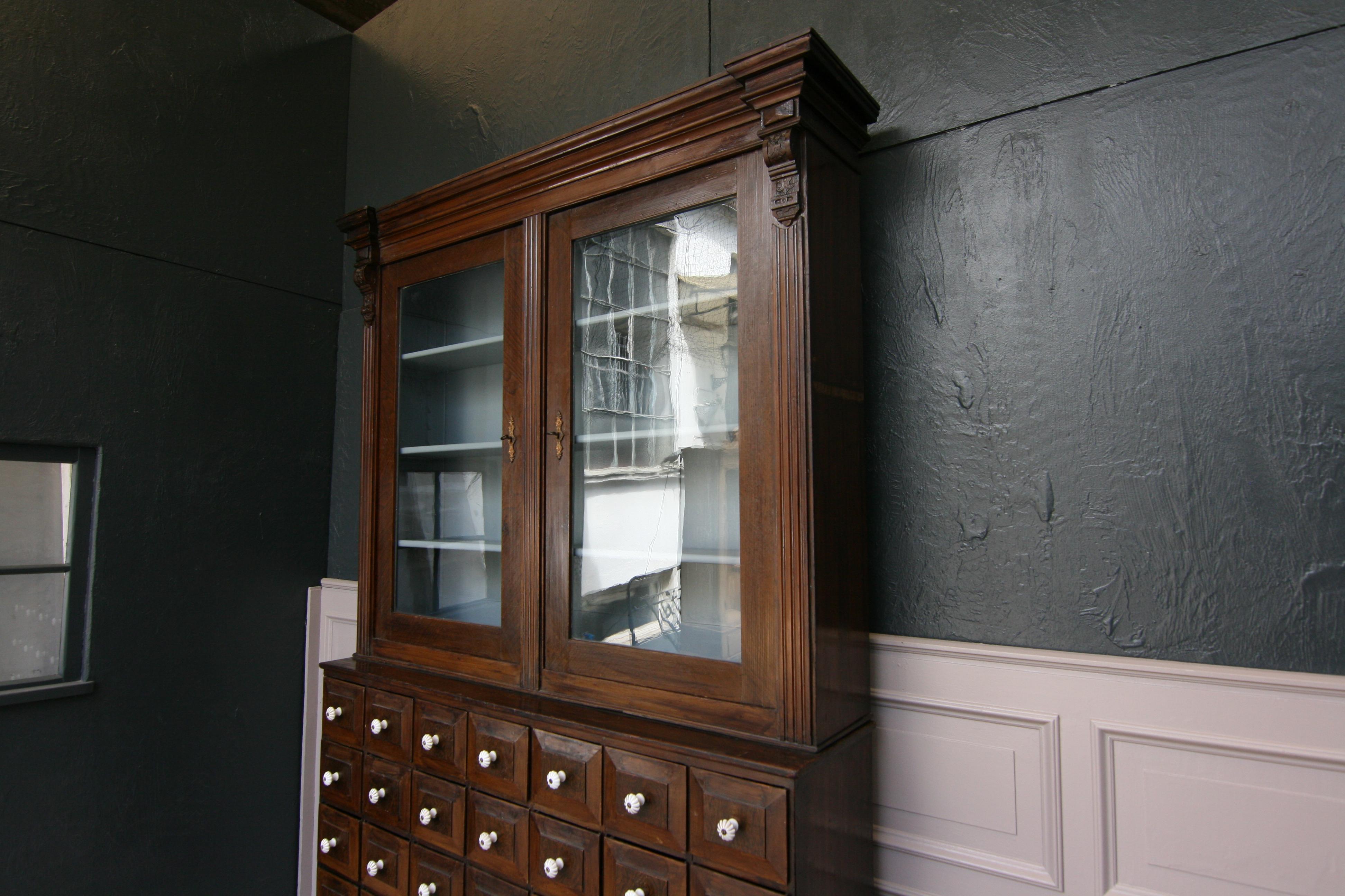 19th Century German Apothecary Cabinet in Original Paint 2