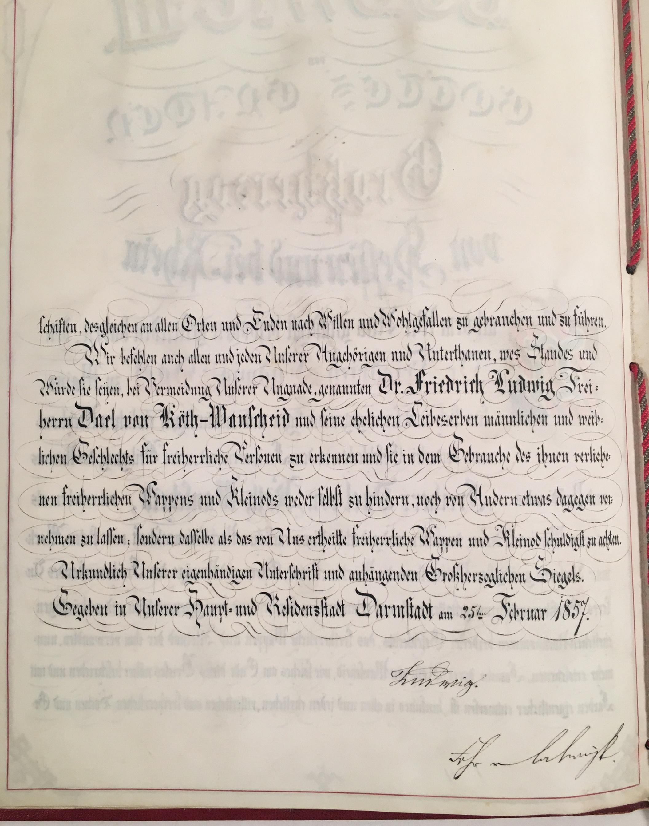19th Century German Baronship Document, Archduke Ludwig III of Hessen For Sale 7
