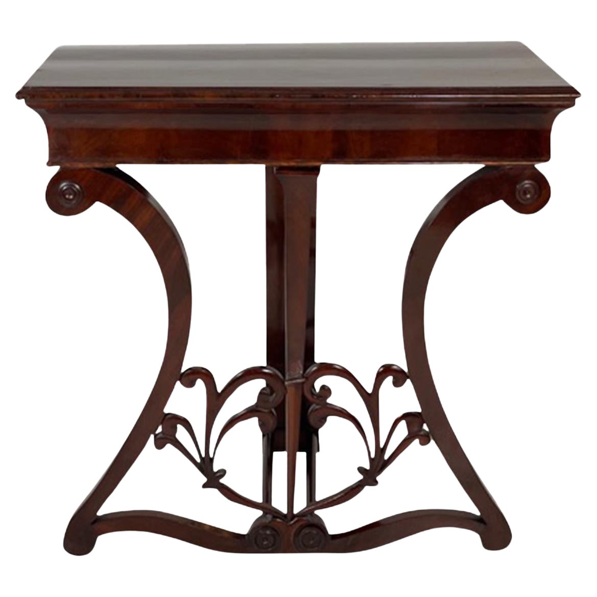 19th Century German Biedermeier Antique Walnut Freestanding Console Table