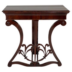 19th Century German Biedermeier Antique Walnut Freestanding Console Table