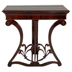 19th Century German Biedermeier Antique Walnut Freestanding Console Table