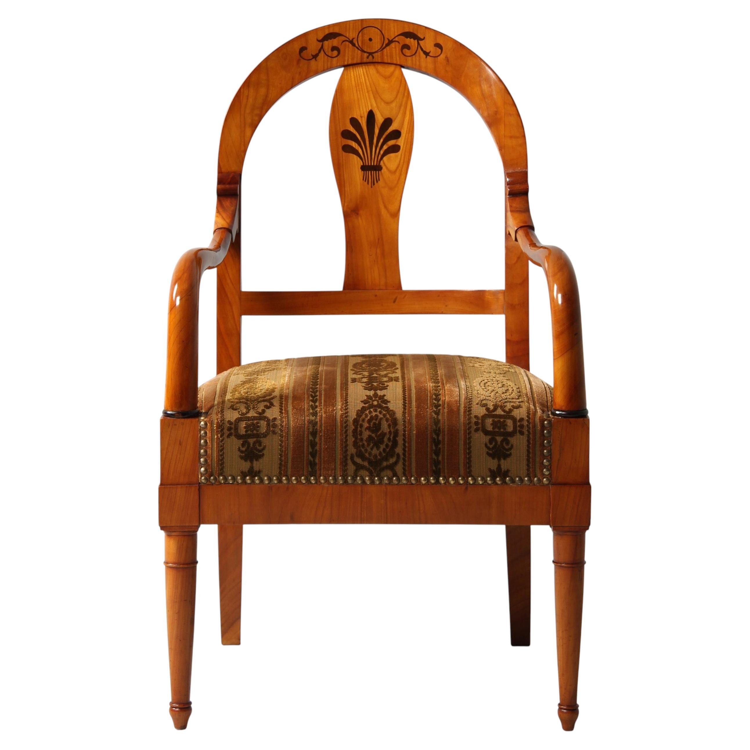 19th Century German Biedermeier Armchair, Fauteuil, Cherry, circa 1830