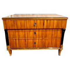 Deutsche Biedermeier-Kommode aus Kirschbaumholz und ebonisiertem Ebenholz, 19. Jahrhundert