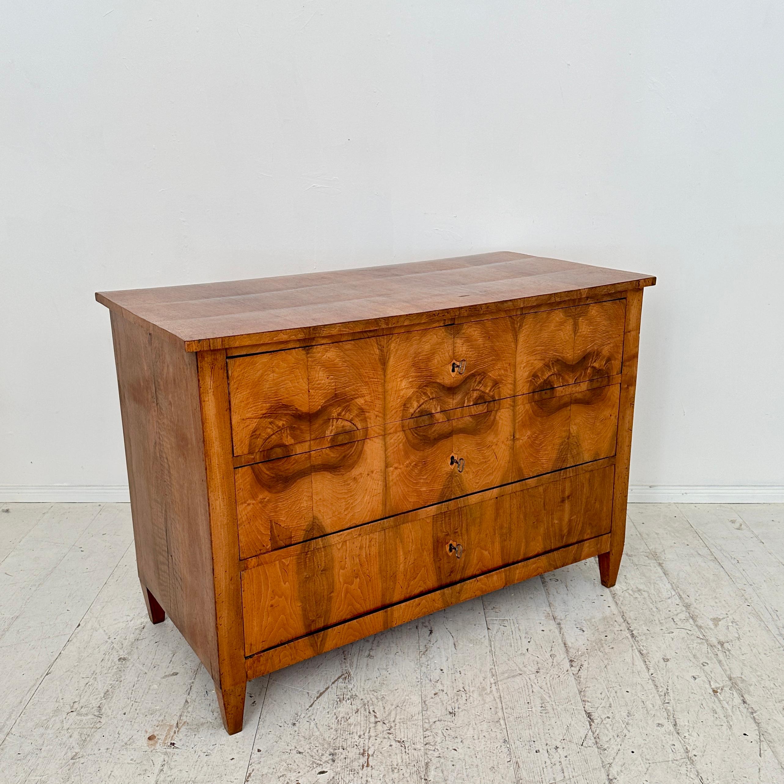 19th Century German Biedermeier Chest of Drawers in Walnut with 3 Drawers, 1820 For Sale 9