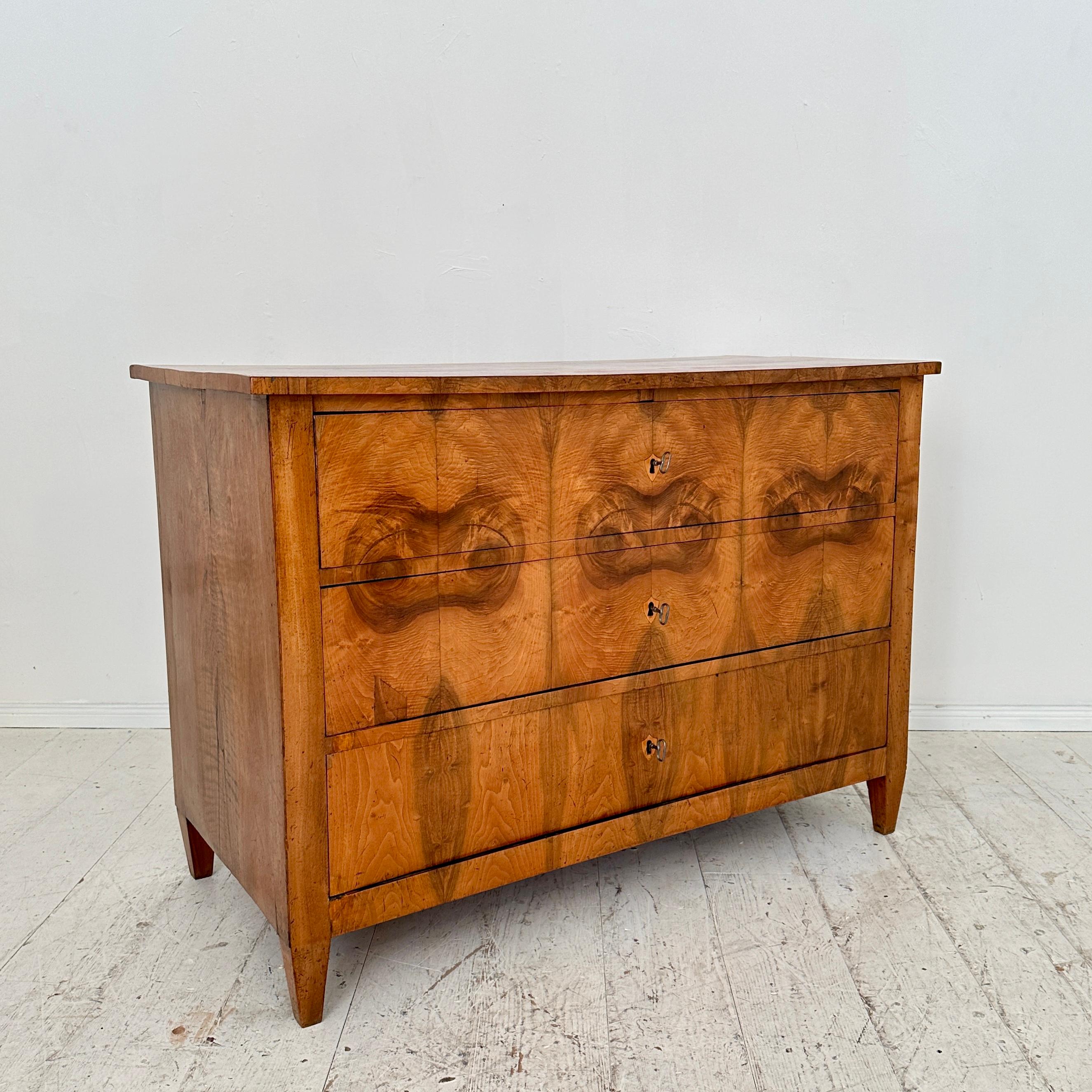 19th Century German Biedermeier Chest of Drawers in Walnut with 3 Drawers, 1820 For Sale 10