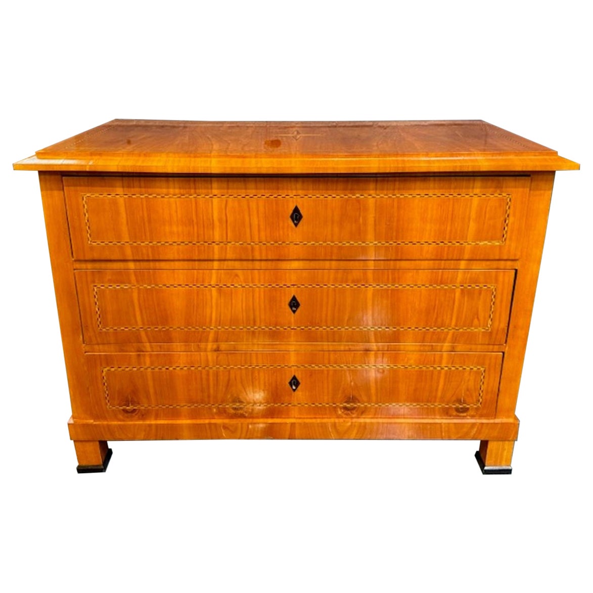 19th Century German Biedermeier Fruitwood Commode