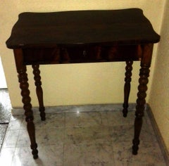 19th Century German Biedermeier Mahogany Tourned Twisted Legs Side Console Table