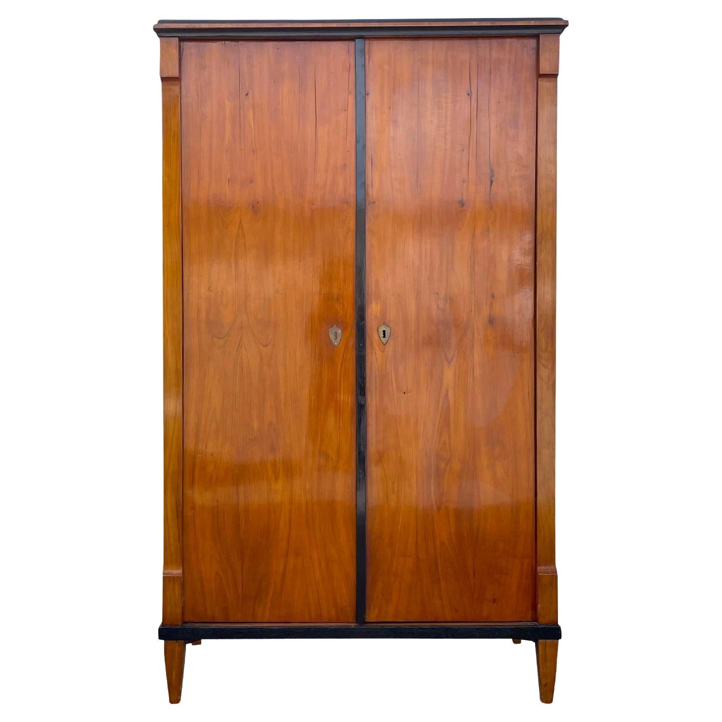 19th Century German Biedermeier Mahogany Cabinet - Antique Walnut Cupboard