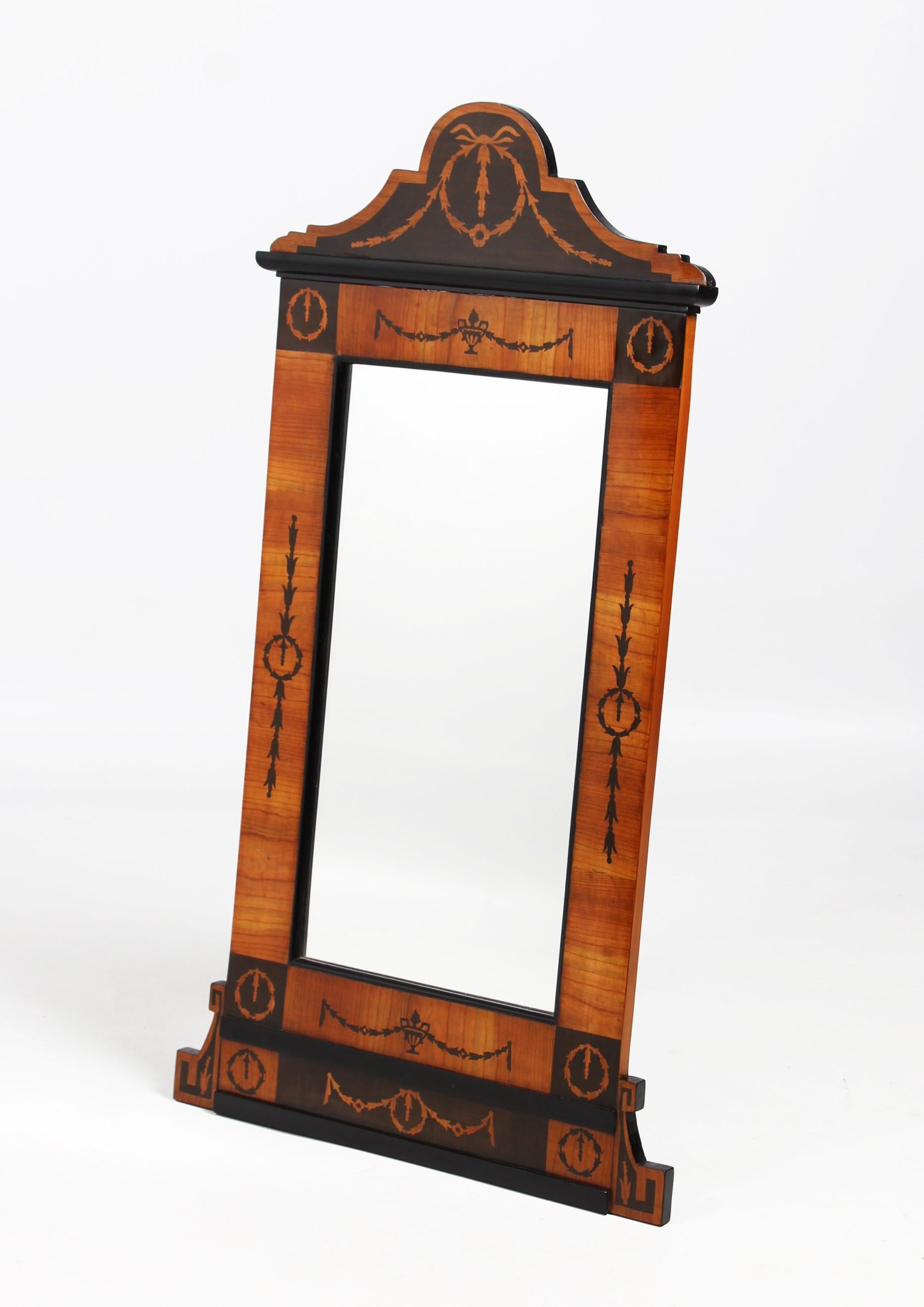 19th Century German Biedermeier Mirror, Cherry, 130 cm For Sale 1
